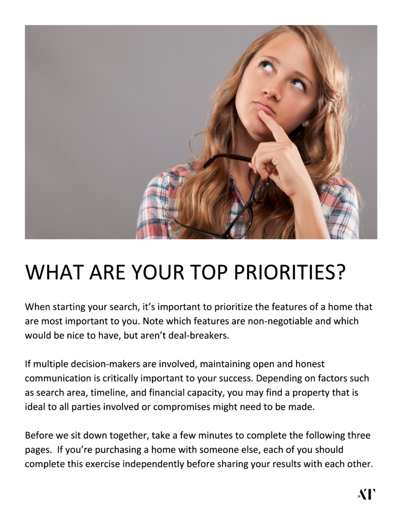 A lady pondering her top home priorities